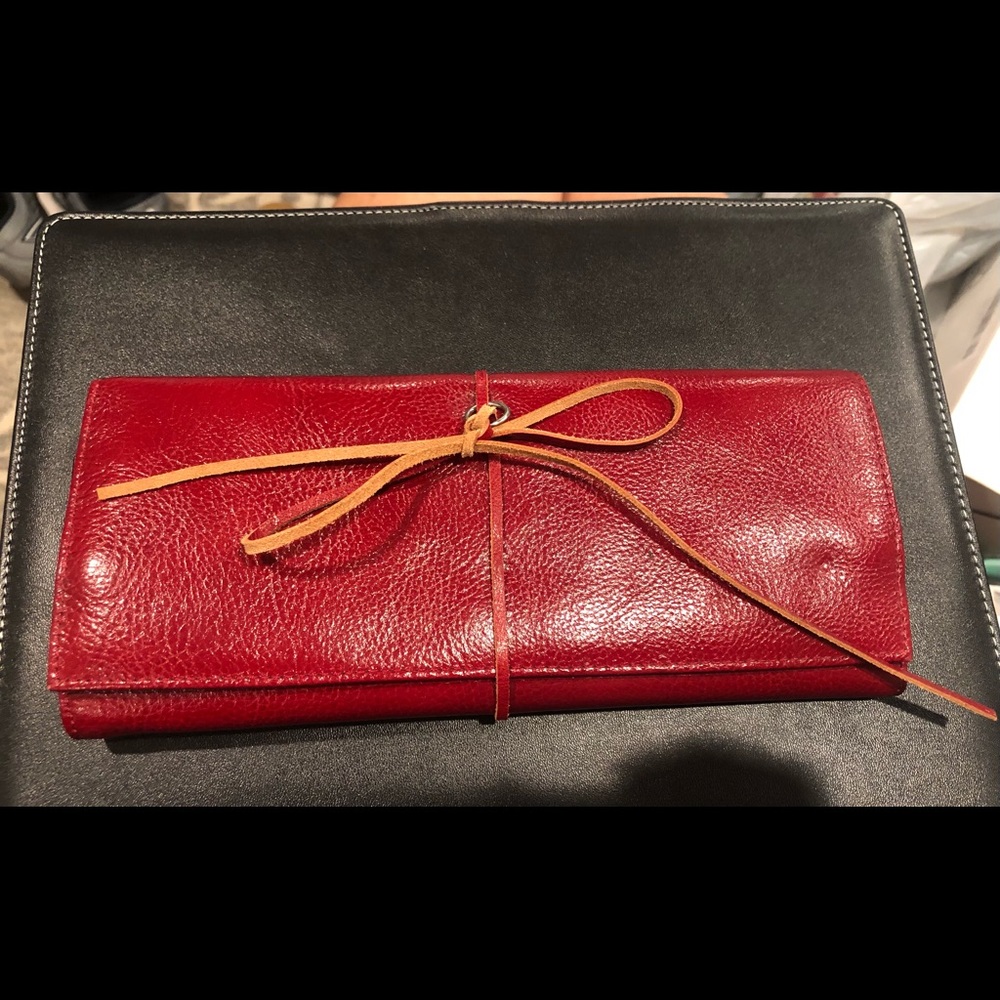 Genuine Leather Red Jewelry Bag